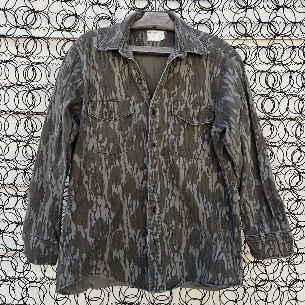 VTG Key Canvas Treebark long sleeve button front heavyweight shirt Shacket L REG